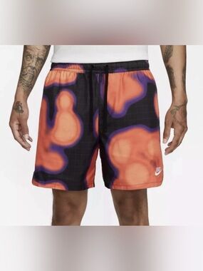 Nike Sportswear Solarized Flow Woven Orange/Black Shorts FN1471-010 Mens Sz XL